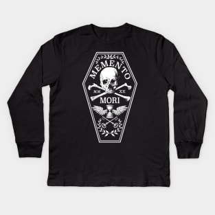 Memento Mori in White Kids Long Sleeve T-Shirt